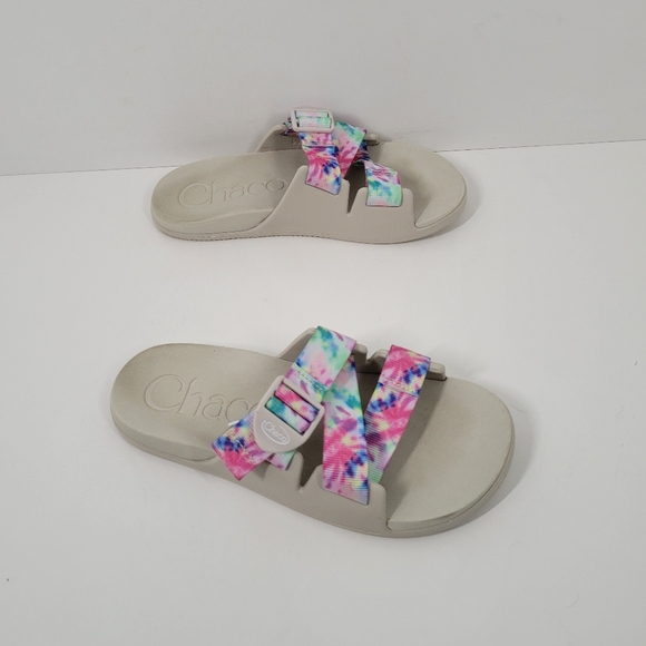 Chaco Shoes - Chaco Chillos Light Gray Tie Dye Slip On Sandals Slides Women’s Size 7